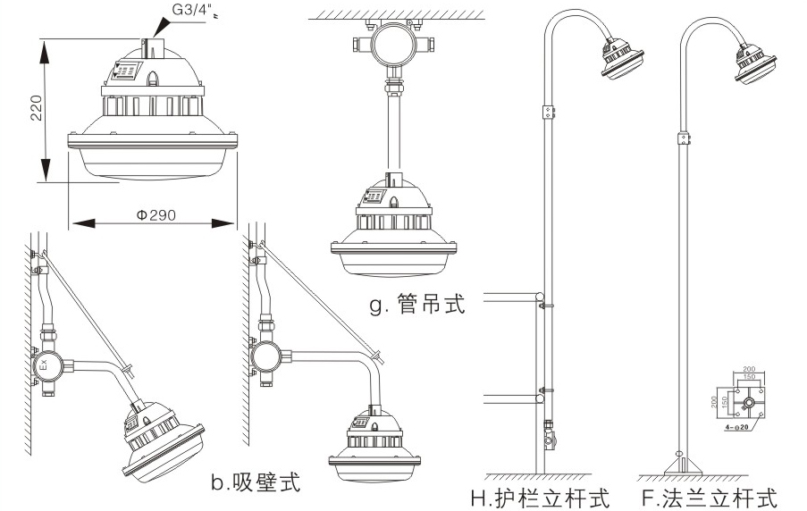 免維護節(jié)能防水防塵防腐燈尺寸圖